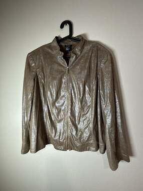 R.Q.T. Woman Metallic Snake Print Zip Front Jacket Size 2X